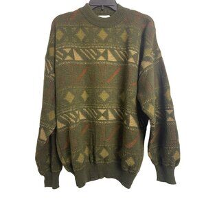 Vintage Simbolo Made in Italy Wool Aztec Green Sweater Size M